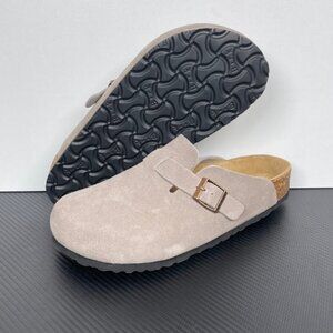 NWT Birkenstock Boston taupe suede mule clogs